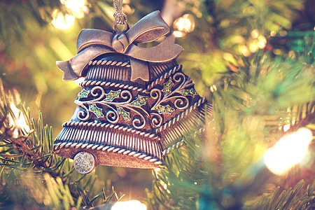 bells Christmas bauble on Christmas tree thumbnail