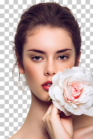 Eyelash extensions Hair removal Cosmetics Perm, Europe and the United States beautiful models, woman holding white and pink rose PNG clipart