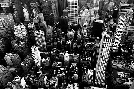 grayscale aerial view photography of city thumbnail