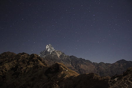 glacier and soil mountains during night thumbnail