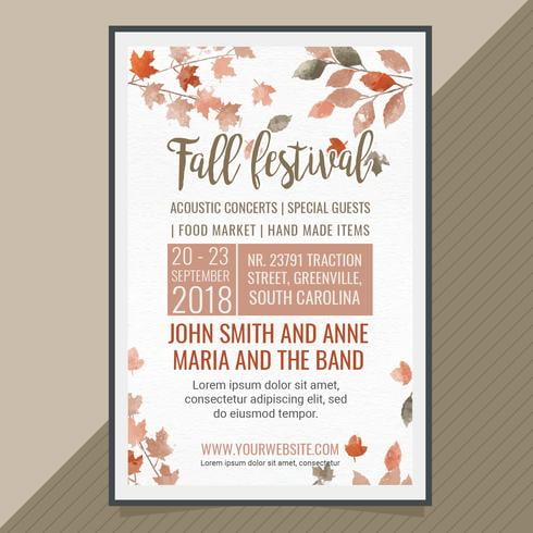 Vector Fall Festival Poster eps, svg, ai file