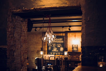 lighted pendant lamp in bar thumbnail