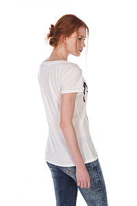 woman wearing white top and blue bottoms thumbnail