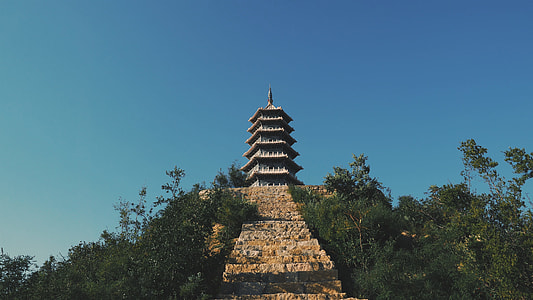gray pagoda temple under blue skies thumbnail