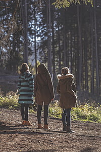 three woman standing in front of trees thumbnail