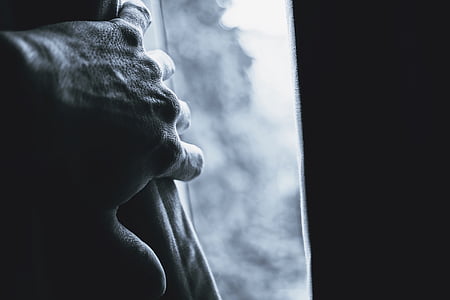grayscale photograph of person's hand thumbnail