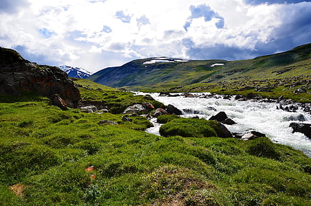 river between grass field during daytime thumbnail