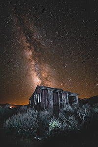 gray and black house under black sky wallpaper thumbnail