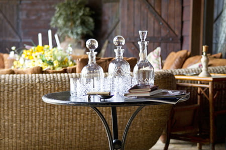 three decanters on wine table thumbnail