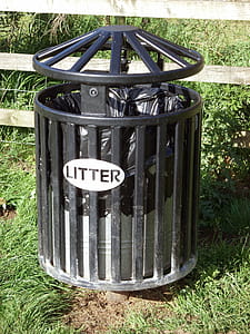 Public litter bin in an urban recreational area thumbnail
