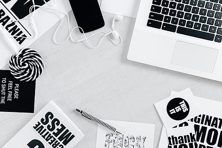 Top view of black and white typography sentences thumbnail
