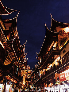Old Cultural Town at Night in Shanghai, China thumbnail