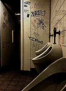typographic vandals on bathroom walls thumbnail