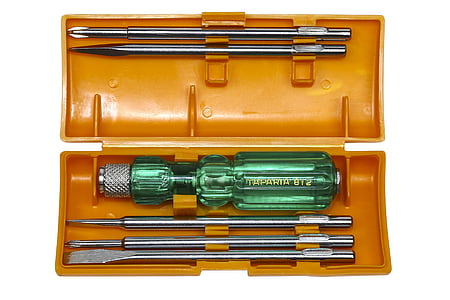 green handle screwdriver kit on brown case thumbnail
