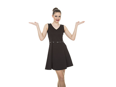 woman wearing v-neck and sleeveless skater dress thumbnail