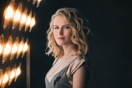 woman in front of LED lights thumbnail
