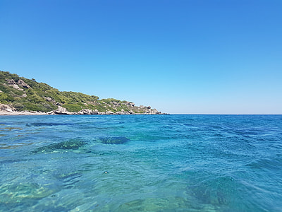 wide angle photography of turquoise color water and islet thumbnail