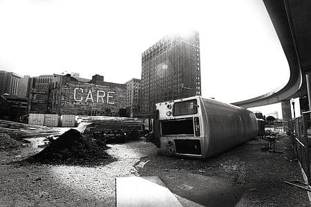 black-and-white, city, train, metal thumbnail