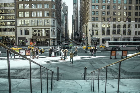 people walking beside the street thumbnail