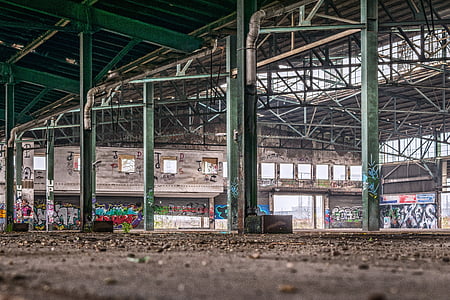 abandoned building with metal truss thumbnail