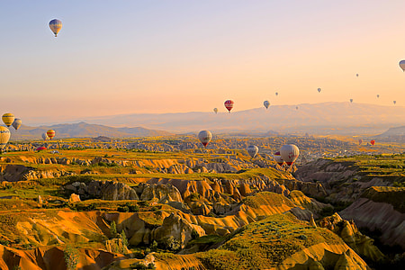 aerial view of hot air balloons on the sky during day time thumbnail
