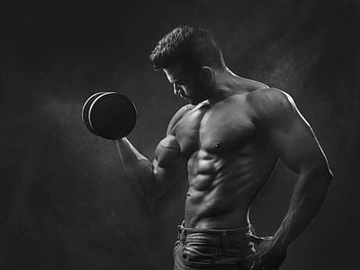 Man Holding Black Dumbbell thumbnail