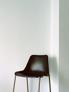 grey metal frame brown leather padded bar stool thumbnail