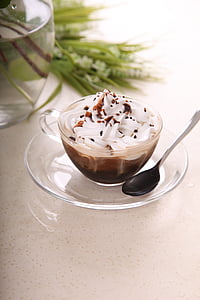 coffee latte in cup with thick white cream on top thumbnail