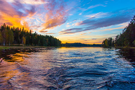 dawn, nature, sky, water thumbnail