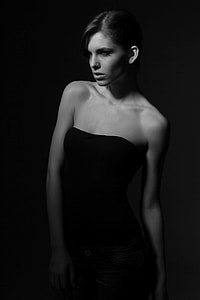 woman wearing black tube dress grayscale photo thumbnail