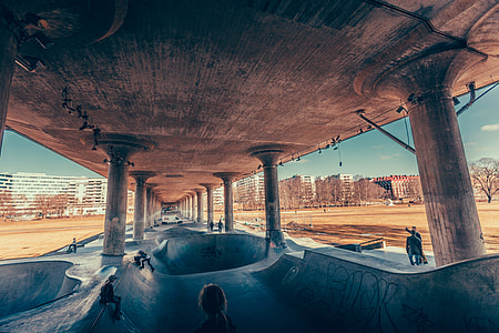 skateboard track under a bridge illustration thumbnail
