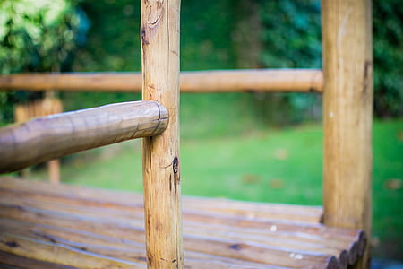 wood, bench, garden, grass thumbnail