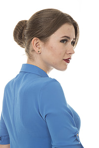 woman in blue collared short-sleeve shirt thumbnail