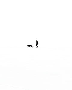 silhouette of person with his pet dog walking illustration thumbnail