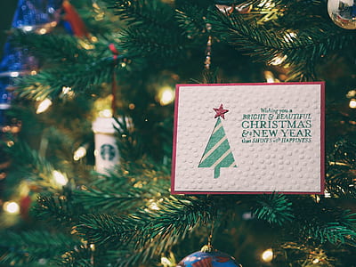 white and green Merry Christmas card thumbnail