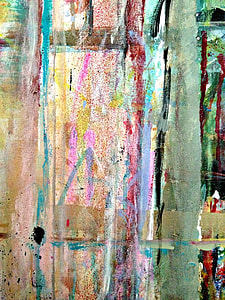 green, red, purple, and black abstract painting thumbnail