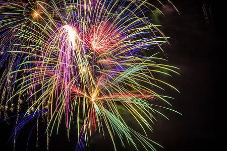 multicolored fireworks at night thumbnail