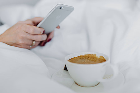 Morning coffee with chocolate in bed thumbnail