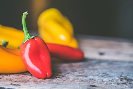 Red Chili Pepper on Gray Wooden Surface thumbnail