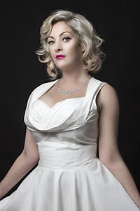 woman wearing white sleeveless dress thumbnail