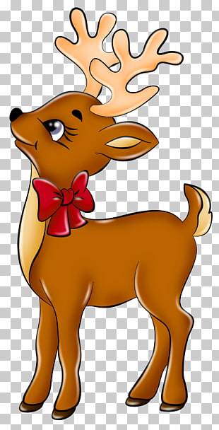 Rudolph Santa Claus's reindeer , Cute Reindeer , deer with red bow PNG clipart