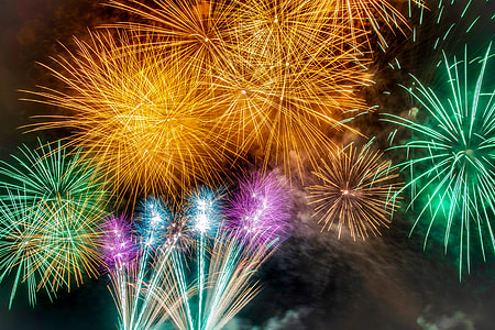 Display of fireworks at night thumbnail