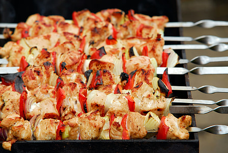 selective focus photography of grilled skewed sliced of pork thumbnail
