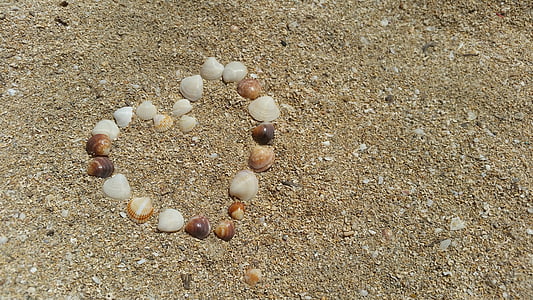 heart-shaped shell artwork in sand thumbnail