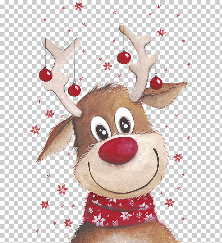 Rudolph Santa Claus's reindeer Santa Claus's reindeer , Christmas deer, brown deer illustration PNG clipart