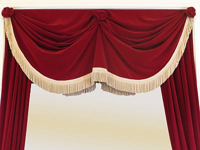 red fringed curtain thumbnail