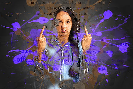 woman gesturing middle fingers wallpaper thumbnail