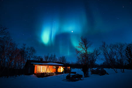 Brown Cottage Under Aurora thumbnail