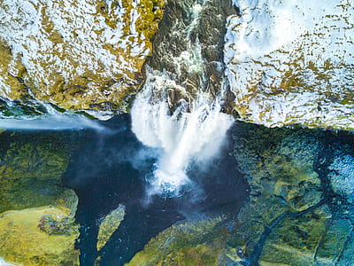 aerial photo of waterfalls and cliff thumbnail