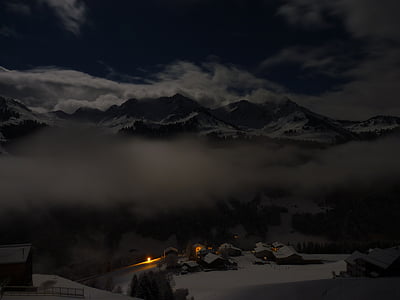 snow village during nighttime thumbnail